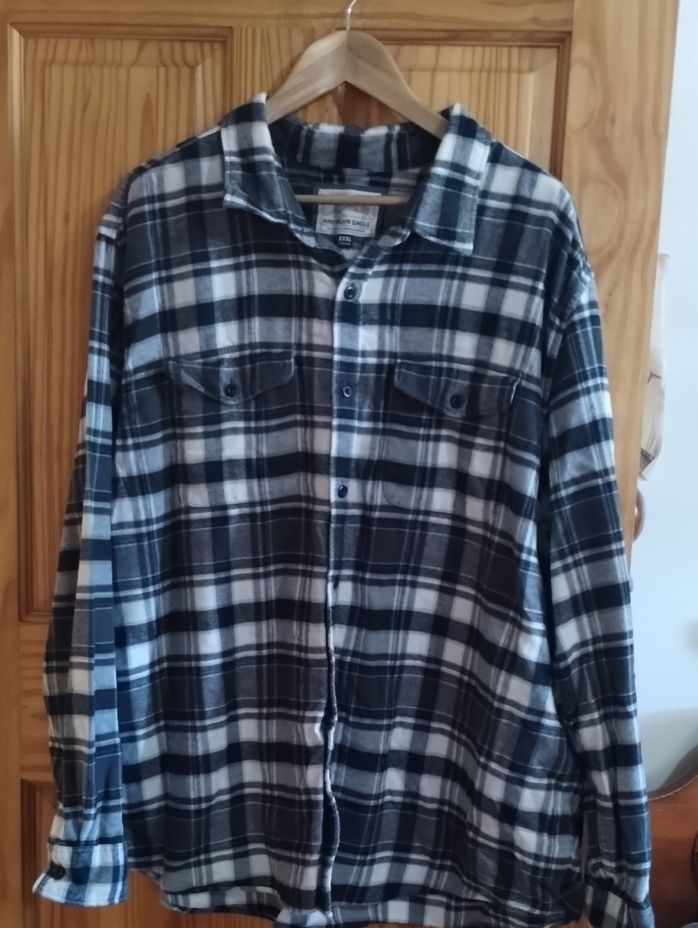 Men's Black & White Plaid Flannel Shirt Jacket